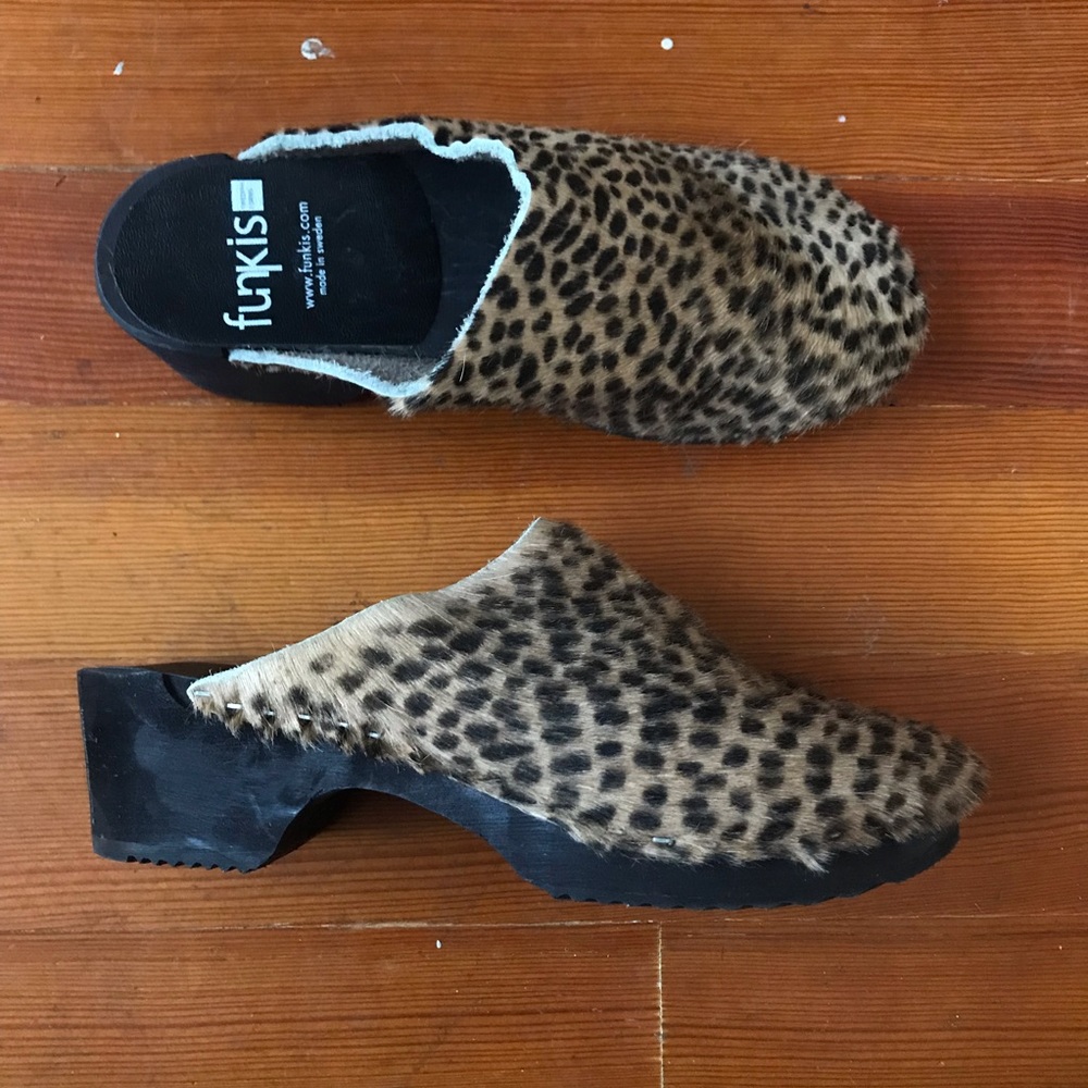 Funkis leopard Swedish clogs great condition sz 37